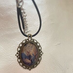 Vintage Style Pendant Necklace with Black Cord